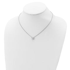 Sterling Silver Rhodium-plated CZ w/1in ext. Necklace