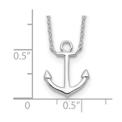 Sterling Silver Rhodium-plated Anchor 16 inch with a 2 inch extention Necklace - 2