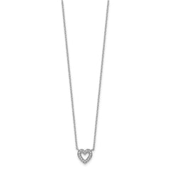 Sterling Silver Rhodium-plated CZ Open Heart 18 inch Necklace - 2