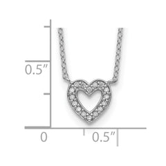 Sterling Silver Rhodium-plated CZ Open Heart 18 inch Necklace - 2