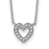 Sterling Silver Rhodium-plated CZ Open Heart 18 inch Necklace - 2