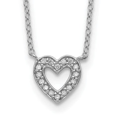 Sterling Silver Rhodium-plated CZ Open Heart 18 inch Necklace - 2