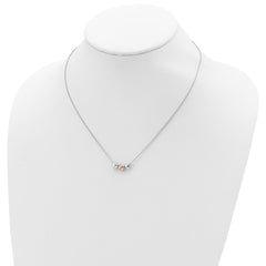 Sterling Silver Rhodium Rose-tone 3-Hearts w/.75 ext Necklace