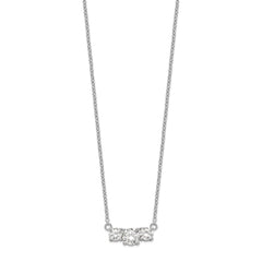 Sterling Silver Rhodium-plated CZ 3-Stone w/1in ext. Necklace