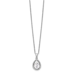 Sterling Silver Rhodium Created White Topaz & CZ Necklace