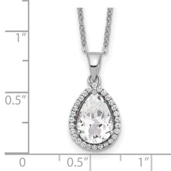 Sterling Silver Rhodium Created White Topaz & CZ Necklace
