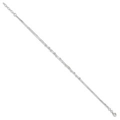 Sterling Silver Beaded 2-strand 9 inch Plus 1 inch Extender - Total 10 inch Anklet