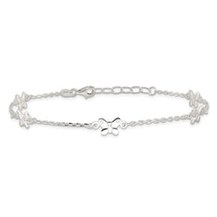 Sterling Silver Butterflies 9 inch Plus 1 inch Extender - Total 10 inch Anklet - 2