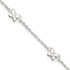 Sterling Silver Butterflies 9 inch Plus 1 inch Extender - Total 10 inch Anklet - 2