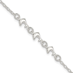 Sterling Silver 3 Dolphins Anklet