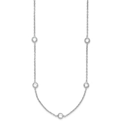 Sterling Silver Rhodium-plated 9-Station CZ Polished Necklace - 2