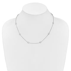 Sterling Silver Rhodium-plated 9-Station CZ Polished Necklace