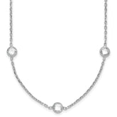 Sterling Silver Rhodium-plated 9-Station CZ Polished Necklace