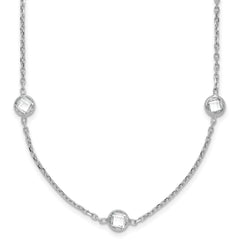 Sterling Silver Rhodium-plated 9-Station CZ Polished Necklace - 2