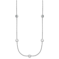 Sterling Silver Rhodium-plated 11-Station CZ Polished Necklace