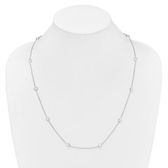 Sterling Silver Rhodium-plated 11-Station CZ Polished Necklace