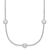 Sterling Silver Rhodium-plated 11-Station CZ Polished Necklace