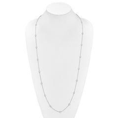Sterling Silver Rhodium-plated 16-Station CZ Polished Necklace