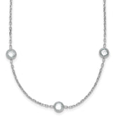 Sterling Silver Rhodium-plated 16-Station CZ Polished Necklace