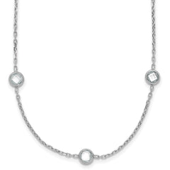 Sterling Silver Rhodium-plated 16-Station CZ Polished Necklace