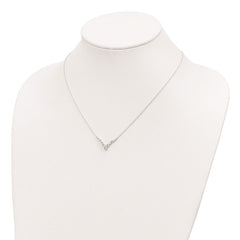 Sterling Silver Fancy-V Bar CZ Necklace