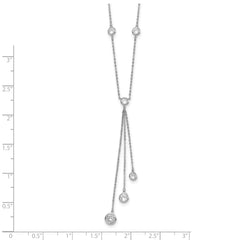 Sterling Silver Rhodium-plated CZ Y-Drop Necklace