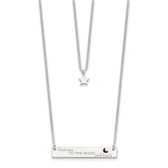 Sterling Silver Enameled Moon and Back 2-Strand Bar Necklace