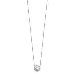 Sterling Silver Rhodium-plated CZ w/2in ext. Fancy Necklace