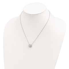 Sterling Silver Rhodium-plated CZ w/2in ext. Fancy Necklace