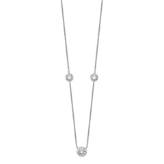 Sterling Silver Rhodium-plated 3 Station CZ Necklace