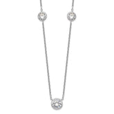 Sterling Silver Rhodium-plated 3 Station CZ Necklace