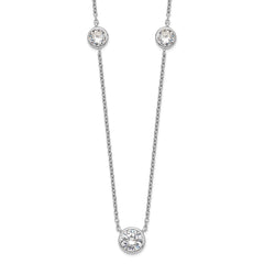 Sterling Silver Rhodium-plated 3 Station CZ Necklace