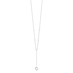 Sterling Silver Rhodium-plated Hearts w/2in ext. Y-Necklace