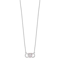 Sterling Silver Rhodium-plated w/CZ Heart w/Infinity Symbol Necklace