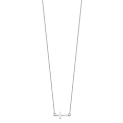 Sterling Silver Rhodium-plated w/ 2in ext. Sideways Cross Necklace - 2