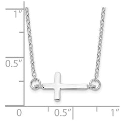 Sterling Silver Rhodium-plated w/ 2in ext. Sideways Cross Necklace - 2