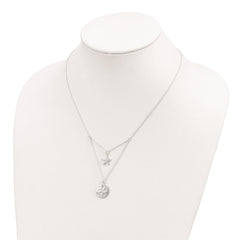 Sterling Silver Starfish and Sand Dollar 18 inch 2-strand Necklace