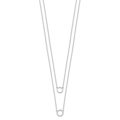 Sterling Silver Rhodium-plated CZ Circles 16in W/2in ext Necklace