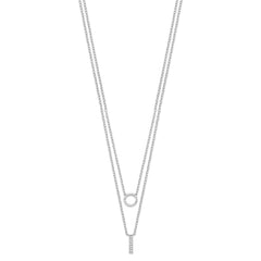 Sterling Silver Rhodium-plated CZ 2-Strand Necklace