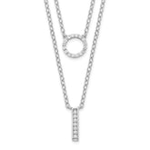Sterling Silver Rhodium-plated CZ 2-Strand Necklace
