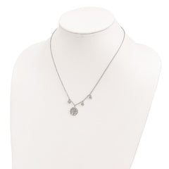 Sterling Silver Rhodium-plated CZ with Tree with 1in ext. Necklace