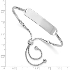 Sterling Silver Rhodium-Plated ID Adjustable 6in to 10in Bracelet