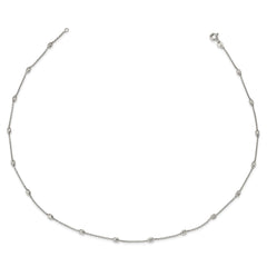 Sterling Silver Rhodium-plated Diamond-cut Beaded Necklace