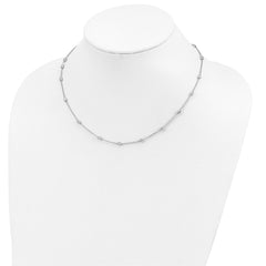 Sterling Silver Rhodium-plated Diamond-cut Beaded Necklace