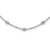 Sterling Silver Rhodium-plated Diamond-cut Beaded Necklace