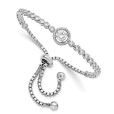 Sterling Silver Rhodium-plated CZ Adjustable Bracelet - 3