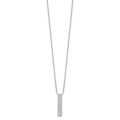 Sterling Silver Rhodium-plated CZ Dangle Bar Necklace
