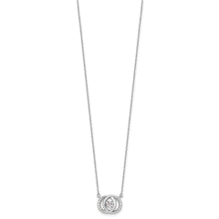 Sterling Silver Platinum-plate CZ w/two 1in ext. Necklace