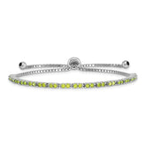 Sterling Silver Rhod-plated August Lime CZ Adjustable Bracelet