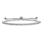 Sterling Silver Rhod-plated June Lavender CZ Adjustable Bracelet